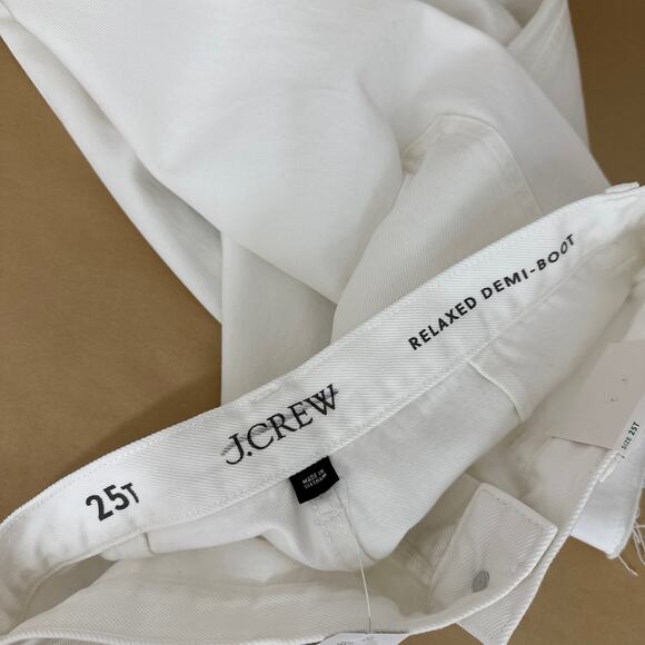 J.Crew Tall Sailor Mid Rise Relaxed Demi Boot Jean White Gold Buttons US 25T NWT - Picture 12 of 13